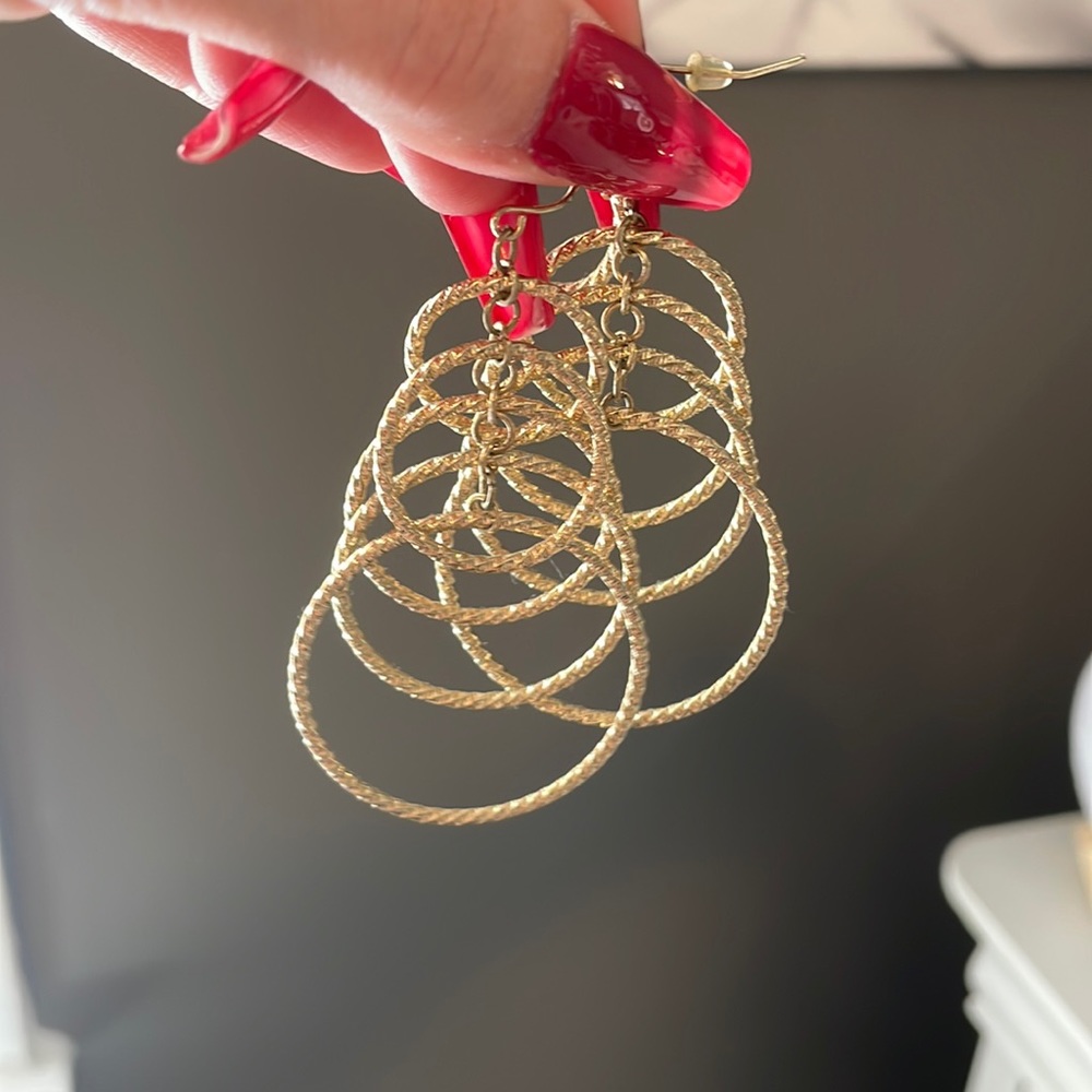 Gold Multiple Hoop Dangle Earrings